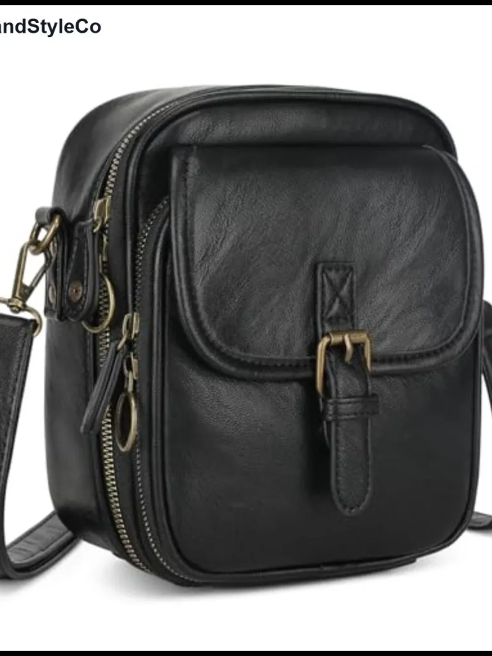 Vegan PU Leather Small Crossbody Bag with Built-in Wallet, 2 Straps, Anti-Theft